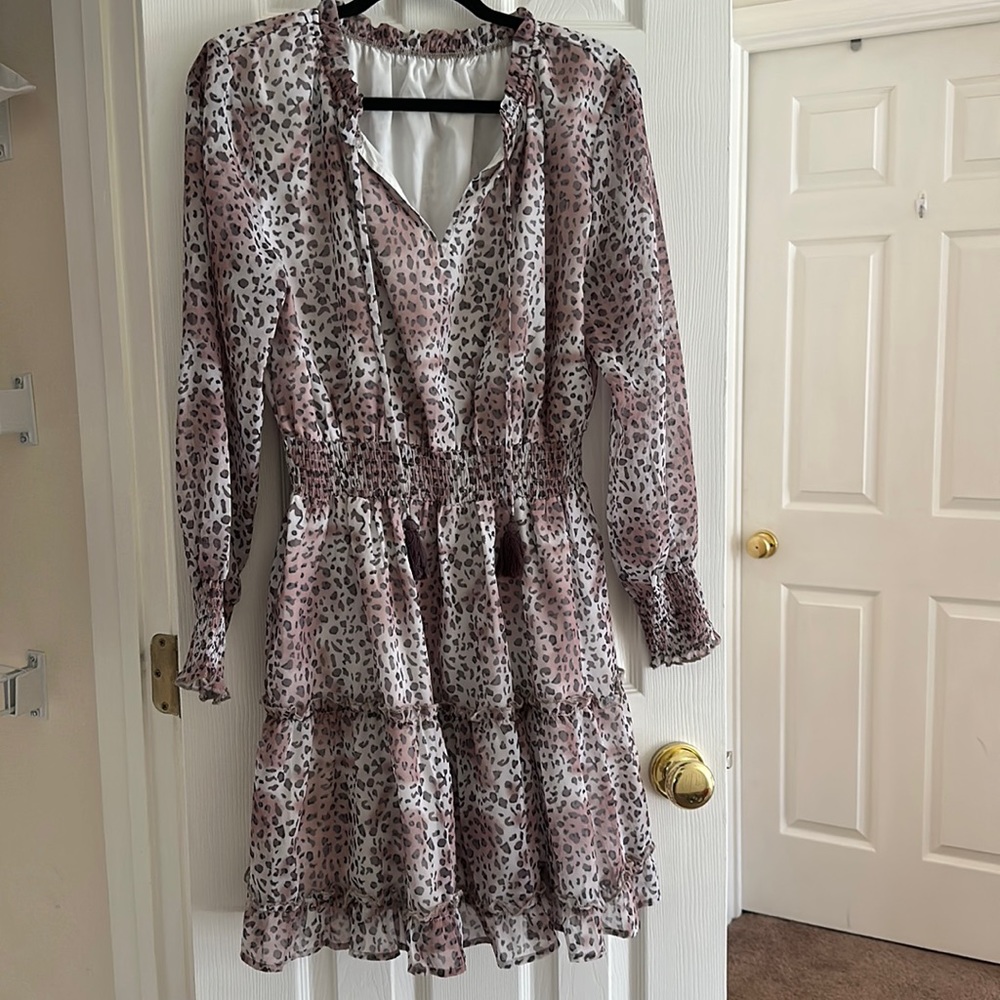 Soft Cheetah Print Flowy Spring Dress